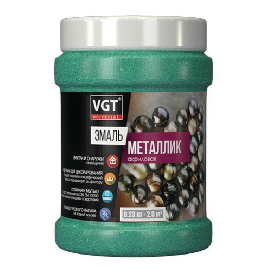 Эмаль универсальная VGT металлик изумруд 0,23 кг