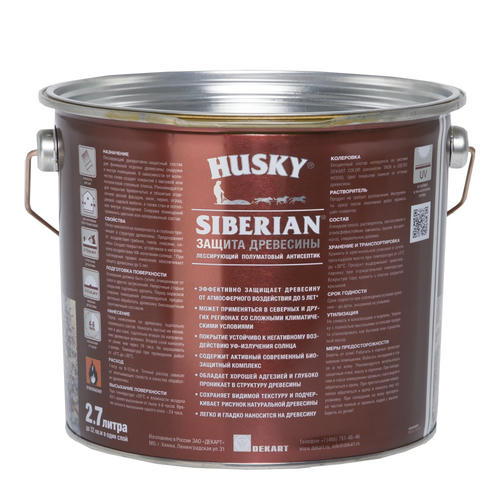 Антисептик HUSKY SIBERIAN полуматовый дуб 2,7л — изображение 2