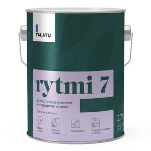 Краска в/д TALATU Rytmi 7 База А влагостойкая матовая 2,7 л белая