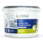 Краска акриловая ЛАКРА для стен и потолков белоснежная 14кг