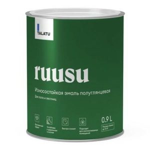 Эмаль полиуретановая TALATU Ruusu База А для деревянных и бетонных полов 0,9 л белая