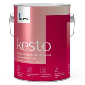 Краска акрил-силиконовая TALATU Kesto База С фасадная 2,7л бесцветная