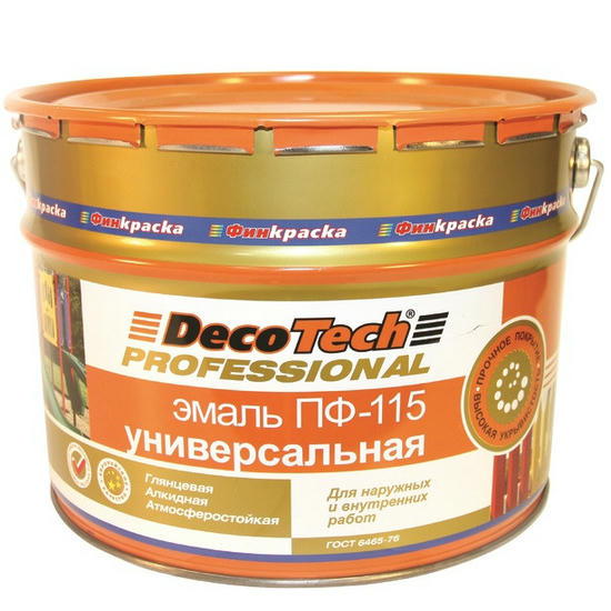 Эмаль DecoTech Professional ПФ-115 белая глянцевая 10 кг