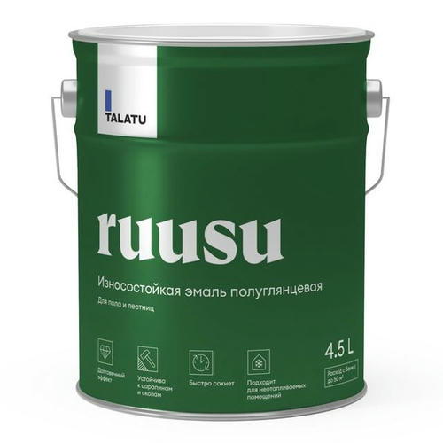 Эмаль полиуретановая TALATU Ruusu База С для полов 4,5 л бесцв