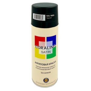 Краска аэрозольная CORALINO Satin RAL 9005 черный 520мл