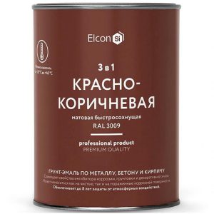 Грунт-эмаль по ржавчине Elcon 3 в 1 матовая Ral 3009 красно-коричневая 0,8 кг