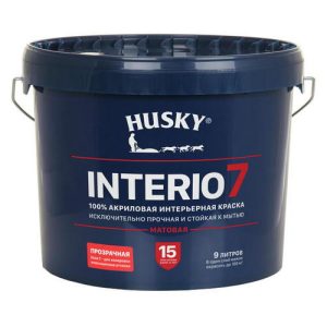 Краска акриловая HUSKY INTERIO 7 для стен и потолков база С 9л