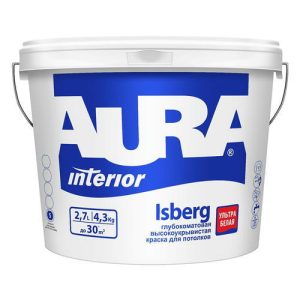 В/Д краска д/потолков матовая AURA Isberg 2,7л