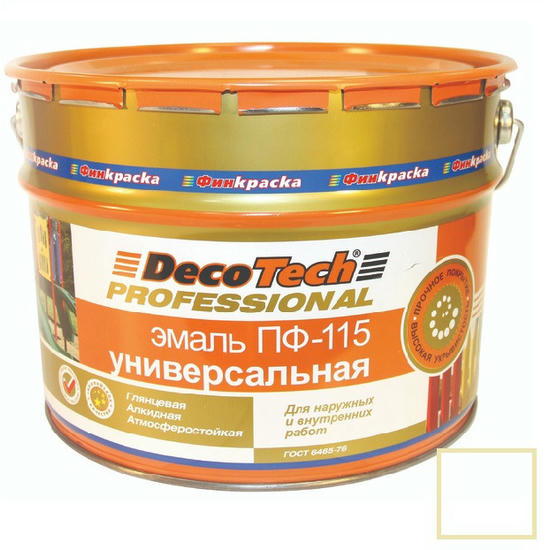 Эмаль универсальная DecoTech Professional ПФ-115 белая 20 кг