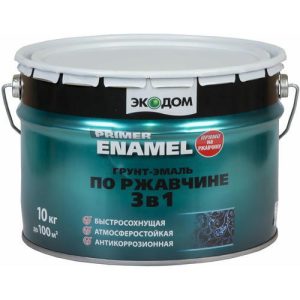 Грунт-эмаль по ржавчине 3в1 ЭКОДОМ полуматовая цвет Серый (10кг)