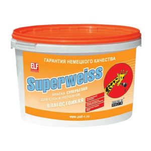 Краска ВД Poli-R Superweiss для стен и потолков супербелая 3,5 кг