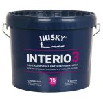 Краска акриловая HUSKY INTERIO 3 для стен и потолков база А бархатно-матовая 9л