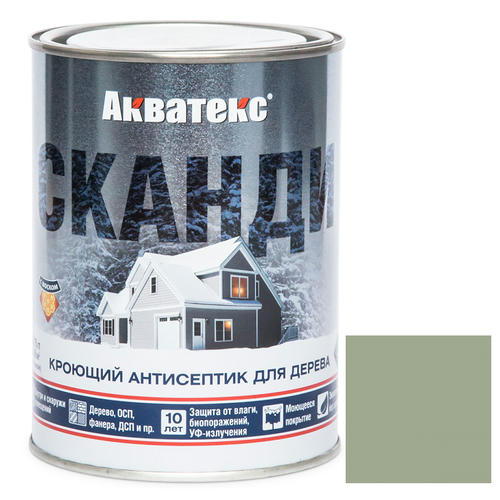 Антисептик акриловый кроющий для дерева Акватекс Сканди полуматовый Фьорд 0,75 л