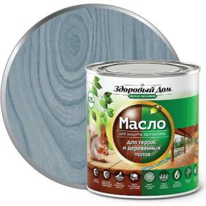 Масло деревозащитное Здоровый дом для террас и полов серо-голубое 1,8 л