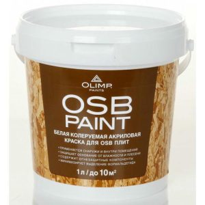 Краска для OSB-плит акриловая OLIMP белая матовая (1л)