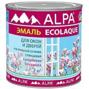 Эмаль для окон и дверей акриловая ALPA Ecolaque глянцевая цвет белый (0,5л)