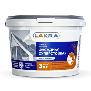 Краска акриловая ЛАКРА фасадная белоснежная 3кг