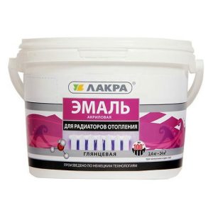 Эмаль акриловая Лакра для радиаторов белая глянцевая 0,9 кг