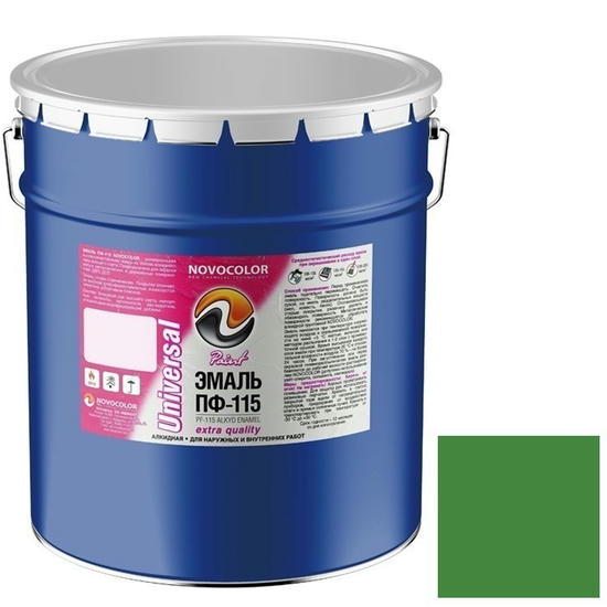 Эмаль Novocolor ПФ-115 салатная глянцевая 25 кг