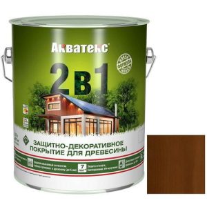 Покрытие алкидное защитно-декоративное для древесины Акватекс 2 в 1 полуматовое Орех 2,7 л