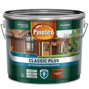 Пропитка-антисептик для древесины Pinotex Classic Plus 3 в 1 Красное дерево 9 л