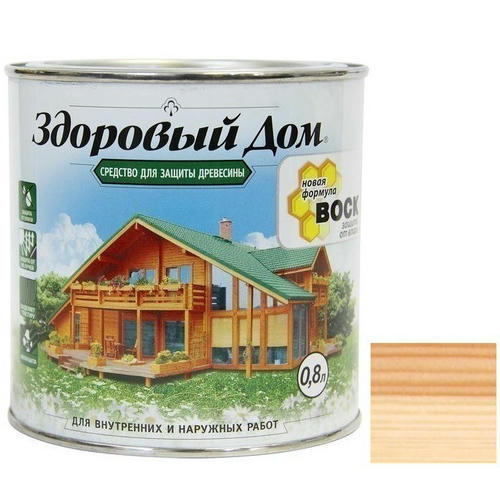 Средство для защиты древесины Здоровый дом бесцветное 0,8 л