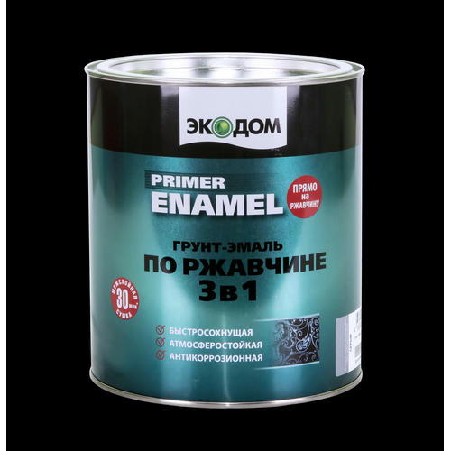 Грунт-эмаль по ржавчине 3в1 ЭКОДОМ Зеленый Мох RAL 6005 (2,2кг) — изображение 2
