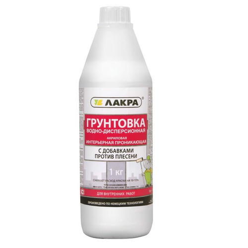 Грунт интерьерный проникающий против плесени Лакра 1кг