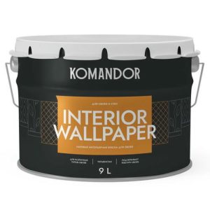 Краска в/д KOMANDOR Interior Wallpaper база А матовая для обоев 9 л белая