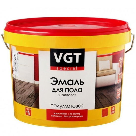 Эмаль акриловая для пола VGT Профи ВД-АК-1179 база А супербелая 10 кг