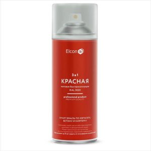 Грунт-эмаль аэрозоль по ржавчине Elcon 3 в 1 матовая красная RAL 3020 520 мл