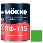 Эмаль алкидная профессиональная Mokke ПФ-115 ярко-зеленая 5 кг