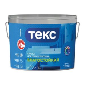 Краска в/д влагостойкая Текс Профи супербелая (9 л)