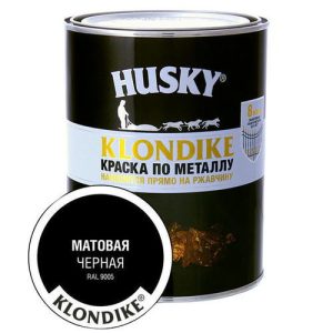 Краска алкидная HUSKY-KLONDIKE по ржавчине 0,9л RAL 9005 черная матовая
