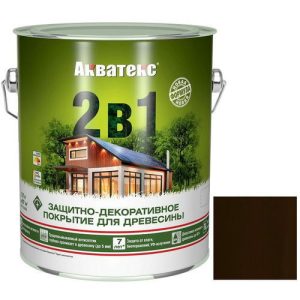 Покрытие алкидное защитно-декоративное для древесины Акватекс 2 в 1 полуматовое Палисандр 2,7 л