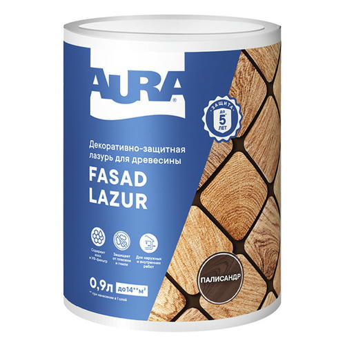 Средство деревозащитное Aura Fasad Lazur палисандр 0,9л