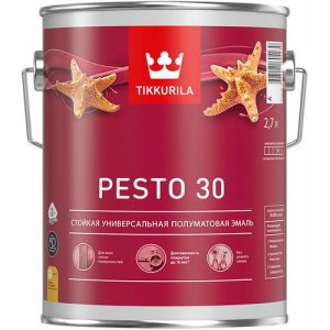 Эмаль универсальная стойкая Tikkurila PESTO 30 A полуматовая белая (2,7л)