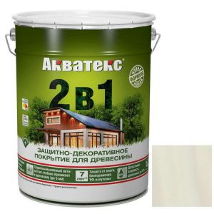 Покрытие алкидное защитно-декоративное для древесины Акватекс 2 в 1 полуматовое белое 20 л