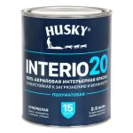 Краска акриловая HUSKY INTERIO 20 для стен и потолков база А 0,9л