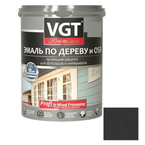 Эмаль по дереву VGT Профи черная 1 кг