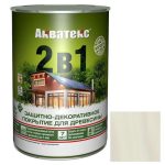 Покрытие алкидное защитно-декоративное для древесины Акватекс 2 в 1 полуматовое белое 0,8 л