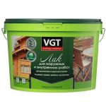 Лак акриловый для наружных и внутренних работ VGT глянцевый бесцветный 9 кг