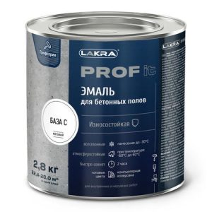 Эмаль алкидная ЛАКРА Prof it для бетонных полов быстросохнущая бесцветная 2,8кг