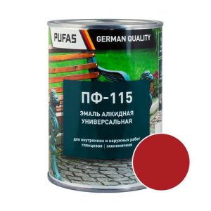Эмаль Pufas ПФ-115 ГОСТ красная (0,9 кг)