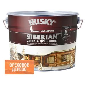 Антисептик HUSKY SIBERIAN полуматовый ореховое дерево 9л
