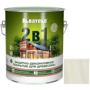 Покрытие алкидное защитно-декоративное для древесины Акватекс 2 в 1 полуматовое белое 2,7 л