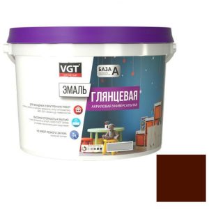 Эмаль универсальная VGT глянцевая красно-коричневая RAL 3009 2,5 кг