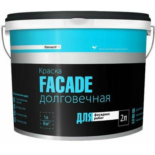 Краска фасадная латексная Element SЕ Facade матовая белая (2л/3кг)