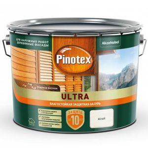 Пропитка декоративная для защиты древесины Pinotex Ultra AWB белая 9 л