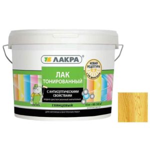 Лак акриловый тонированный Лакра глянцевый сосна 10 кг